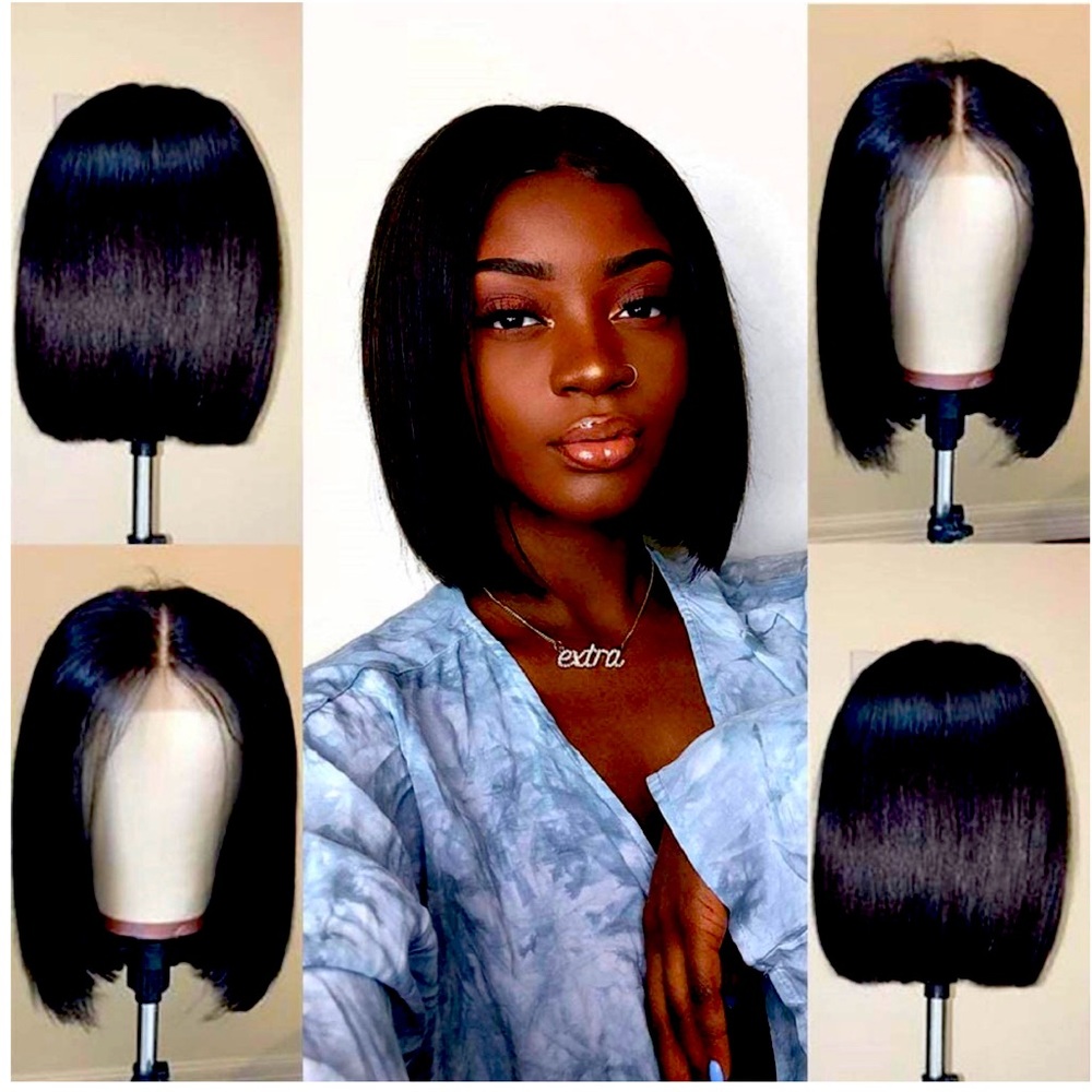 Short Straight Bob Human Hair 13x4 Lace Front Wig